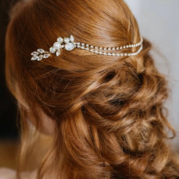 Silver Bridal Hair Chain - Picture 3 of 4